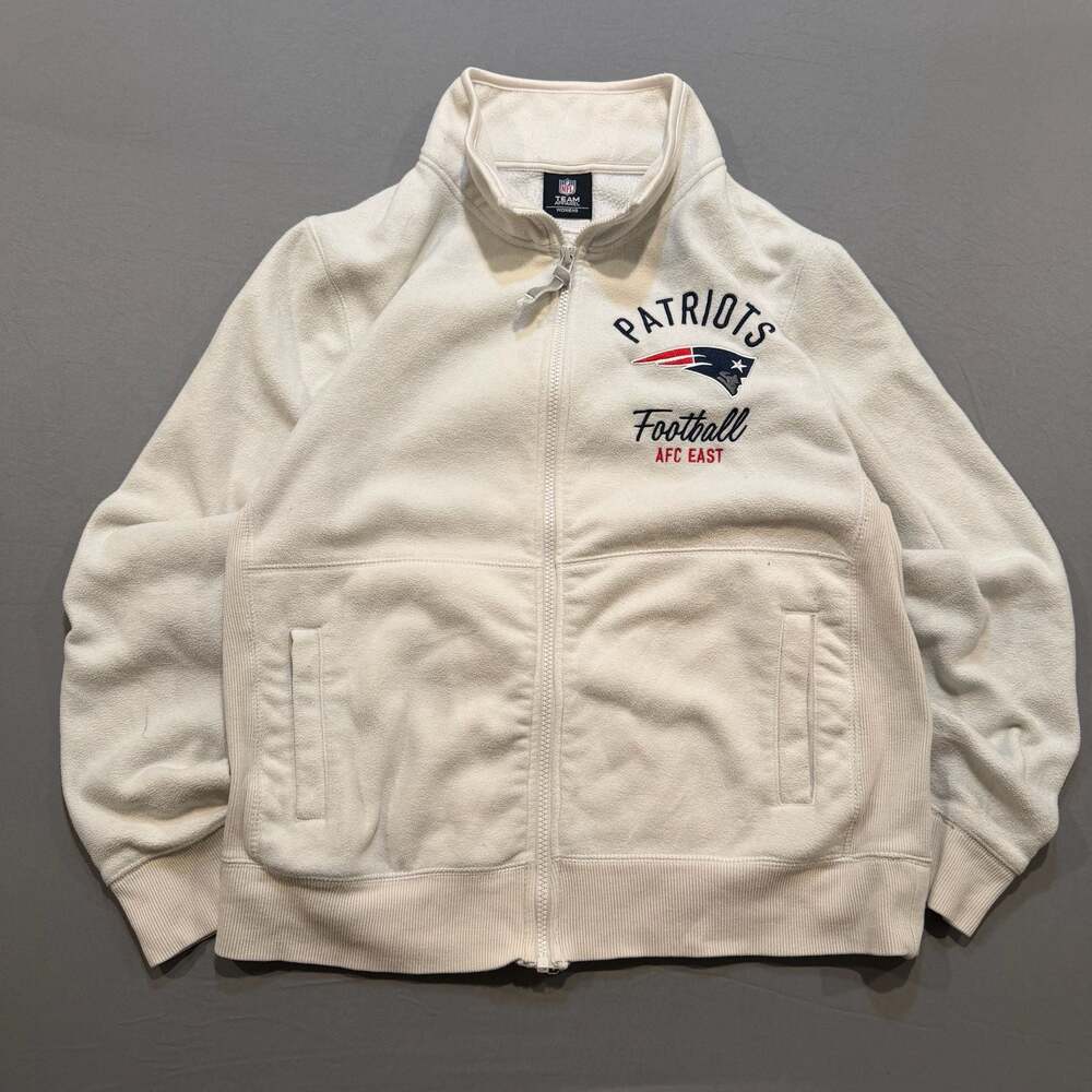 NFL Team Apparel New England Patriots Women's Zip Fleece Jacket White Size L